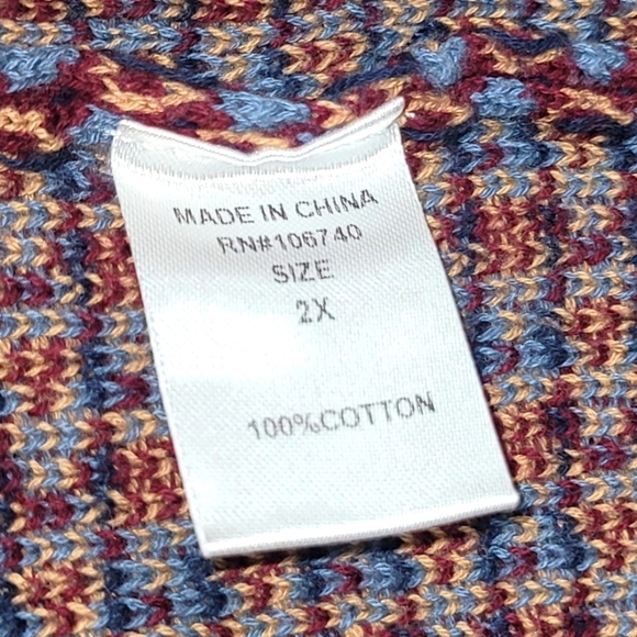 2X 100% Heavy Cotton Crewneck Multicolor Geometric Preppy Sweater - Picture 4 of 5